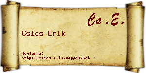 Csics Erik névjegykártya